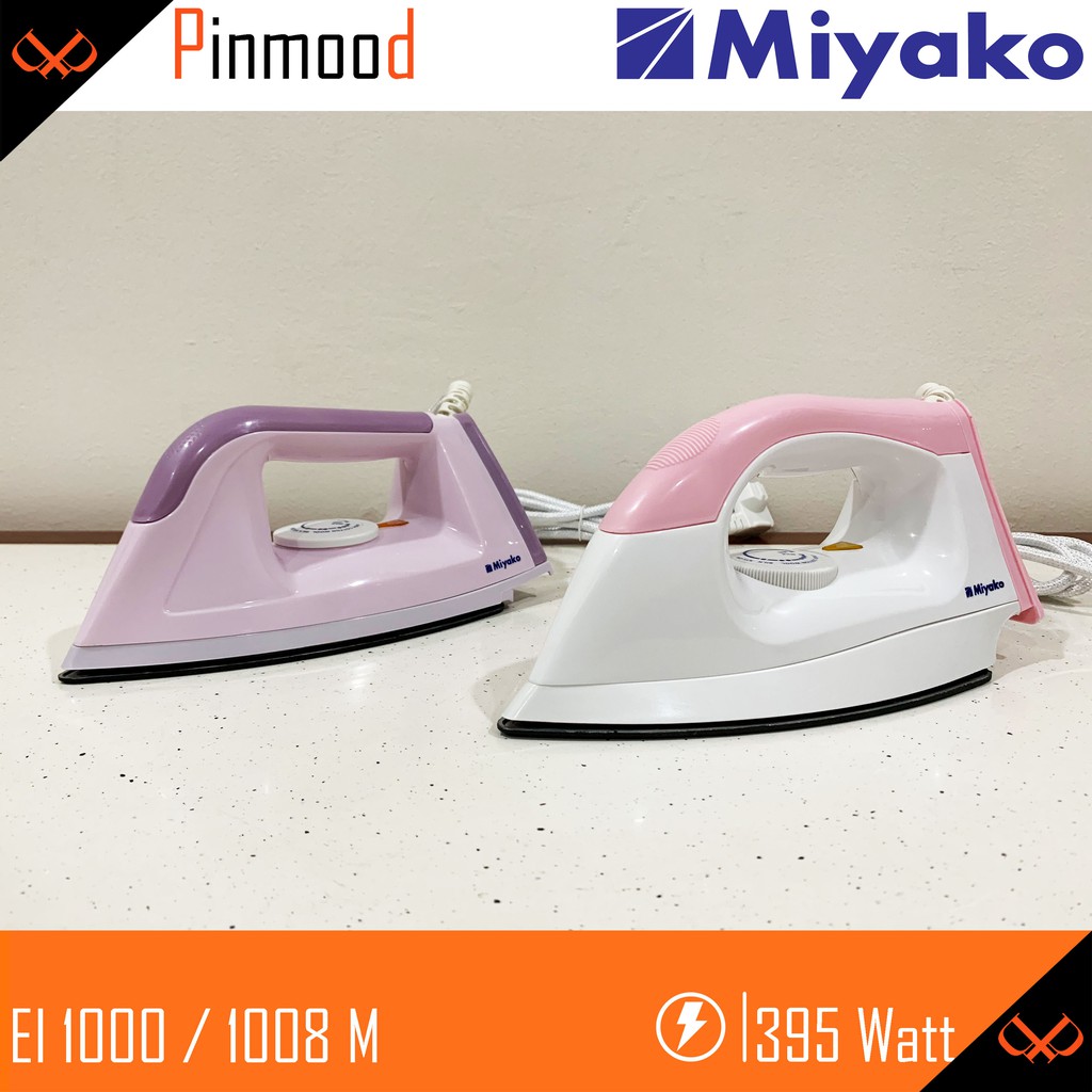 MIYAKO SETRIKA LISTRIK EI-1000 M &amp; EI-1008 M // DRY IRON GOSOKAN BAJU ANTI LENGKET EI1000M EI1008 MURAH BL PK PL