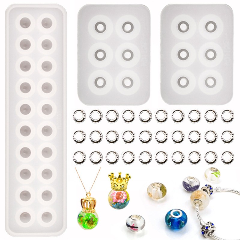 Glitter Bead Pendant Bracelet DIY Craft Resin Silicone Mold Jewelry Making Casting Mould