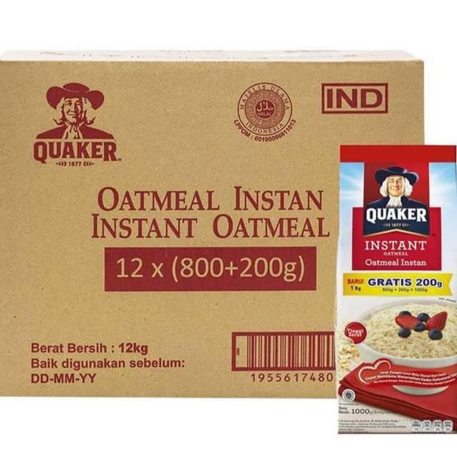 

Quaker Oatmeal Instant Large Pack 800G + 200G