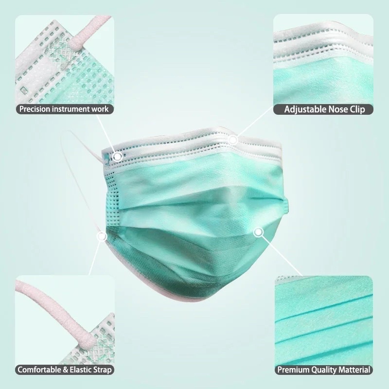 MASKER HIJAU 3PLY DISPOSABLE MASKER EARLOOP GREEN 3 PLY (50pcs)