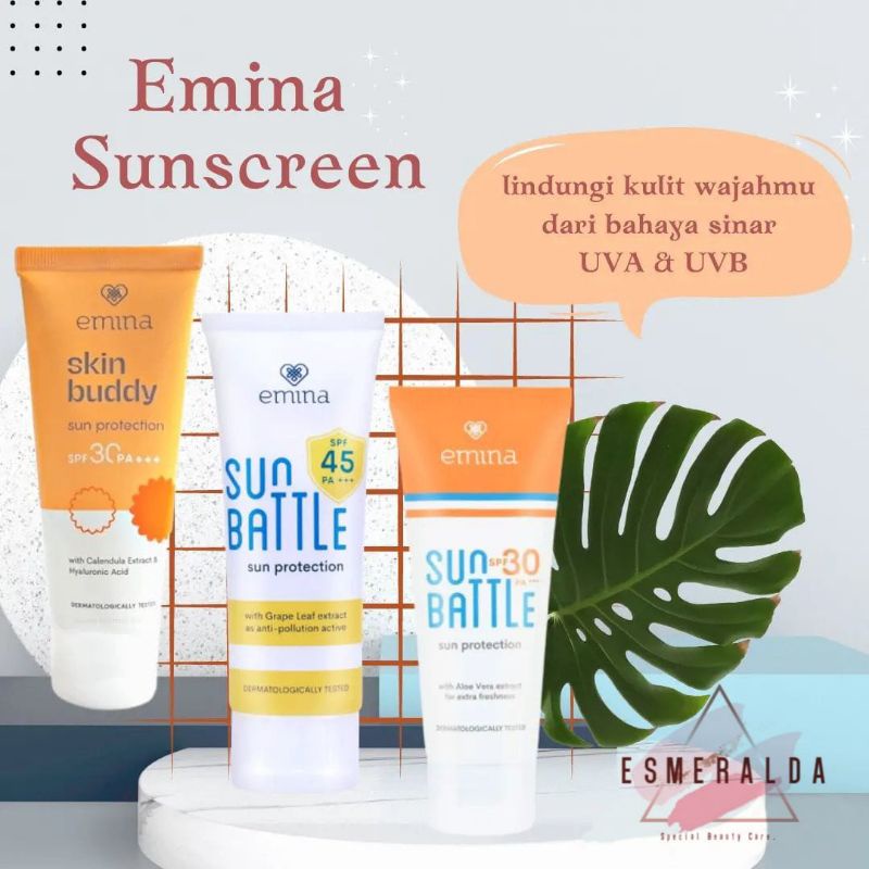 Jual [COD] Emina Sun Protection SPF30 PA++ 60ml Sun Battle SPF45 PA++