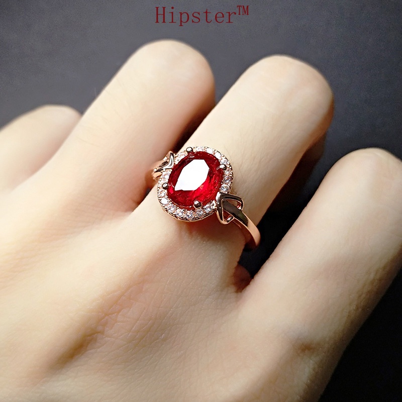 Hot Sale Fashion Trend Inlaid Ruby Rose Gold Ring