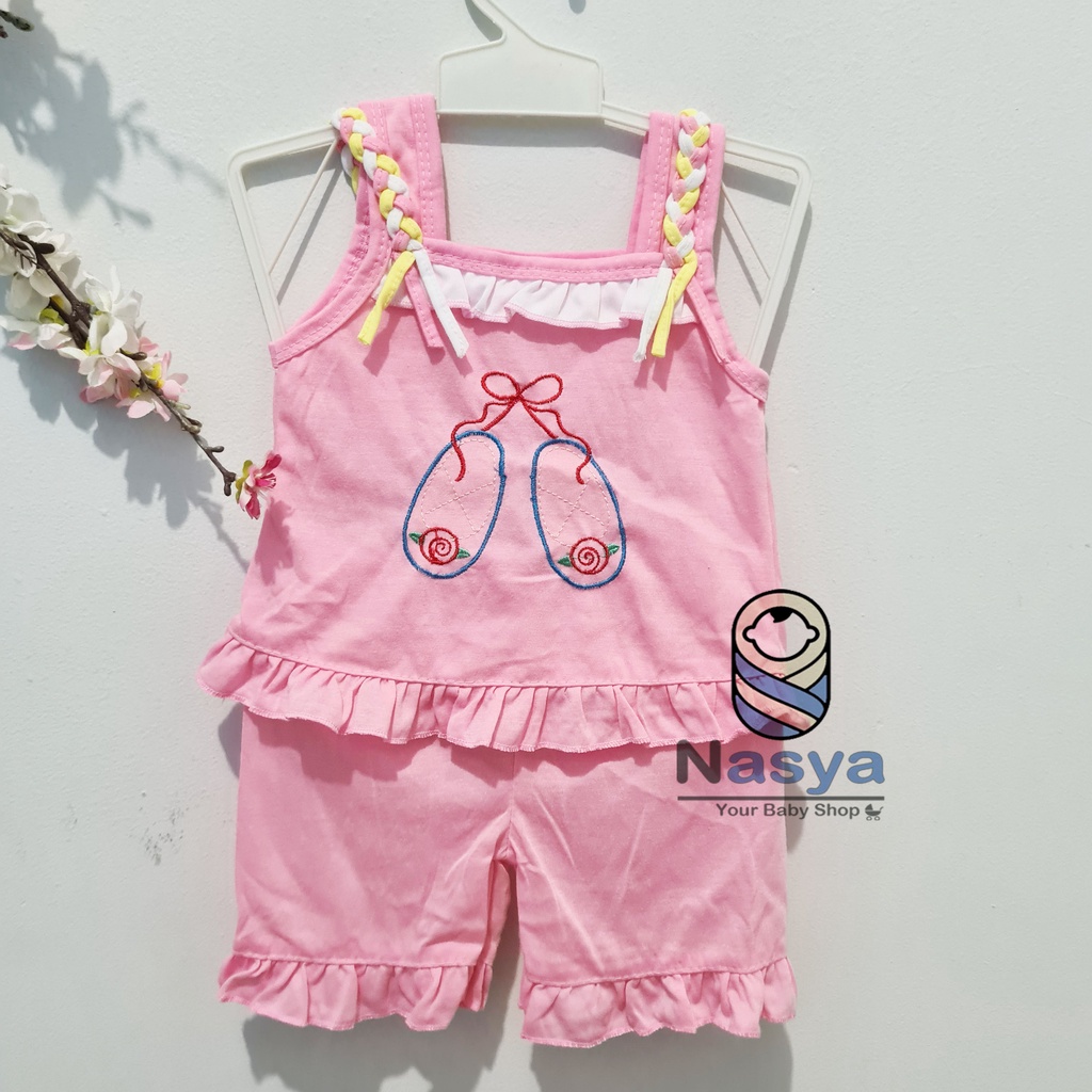 [N-084] Baju Bayi perempuan setelan celana pendek (3-6 bulan) - naomi