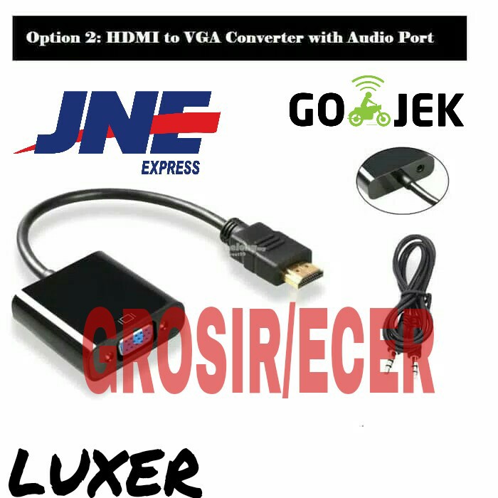 KABEL HDMI LAPTOP KE VGA PROYEKTOR MONITOR PS4 PS3 ADA SUARA AUDIO AUX