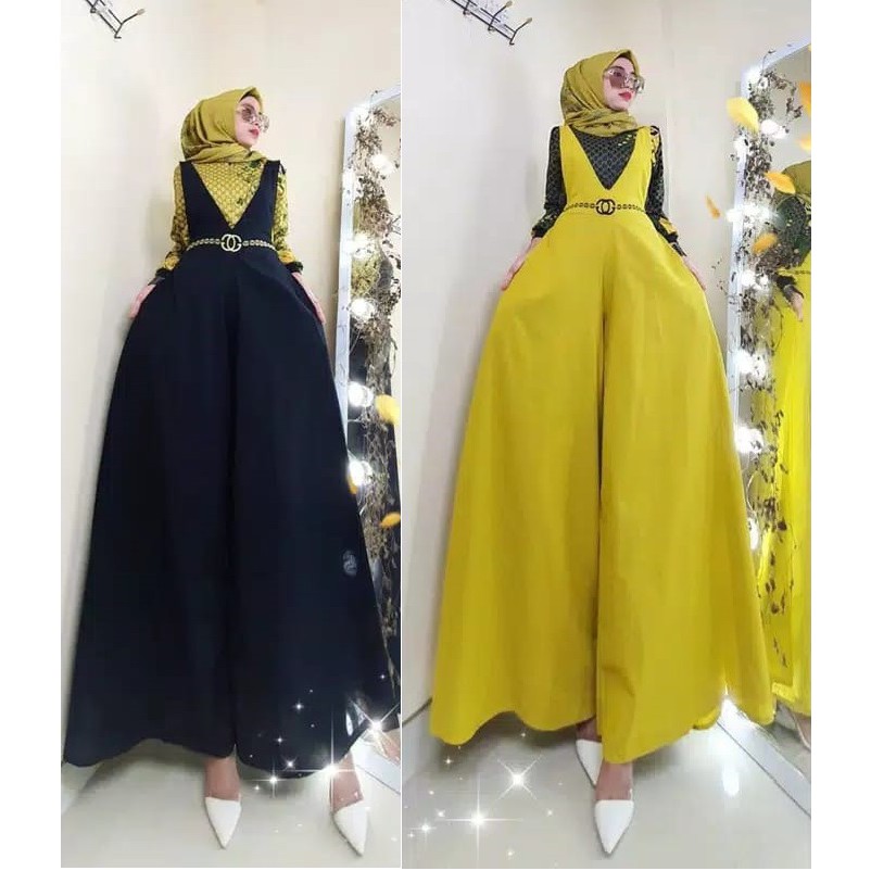 " NEW " JUMPSUIT KULOT LINEN MIX CREPE SHR ORI 100%