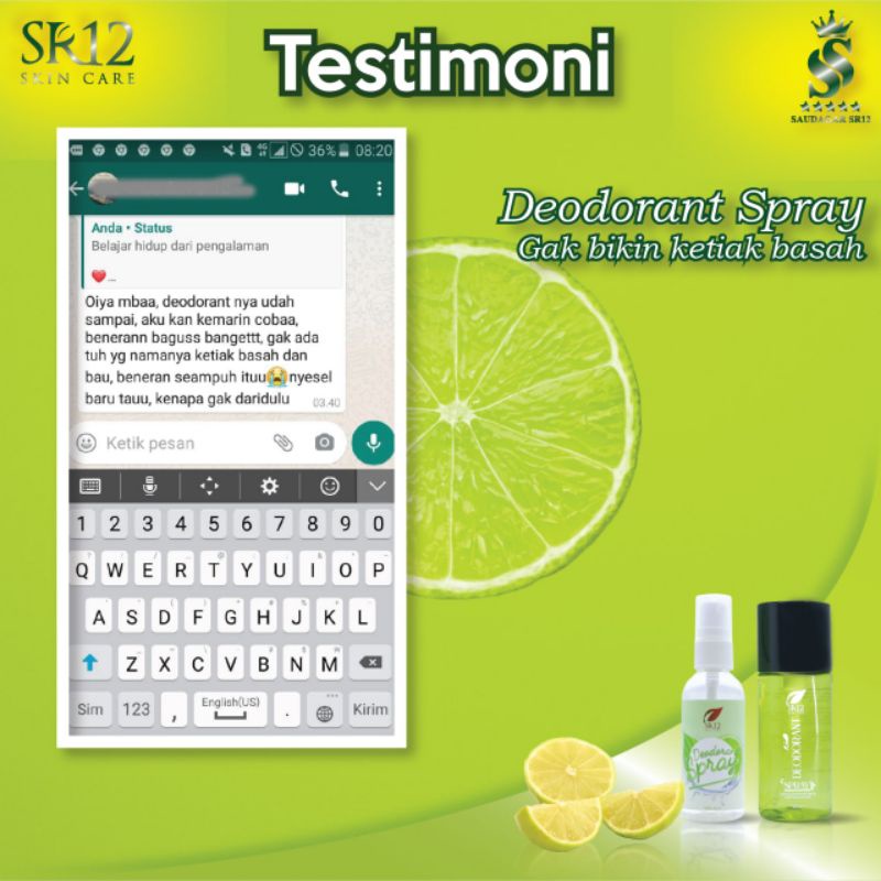 VIRAL ! Deodorant Spray SR12 PREMIUM Tawas cair SR12 Herbal SKINCARE Ampuh atasi Bau Badan Keringat Berlebih- Deodorant Herbal SR12 / Penghilang Bau Ketiak / Deodoran Tawas Mencerahkan Ketiak