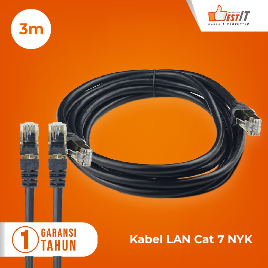 Kabel Lan SSTP Cat7 Ethernet Network 10Gbps Gold Plated RJ45 3 Meter NYK