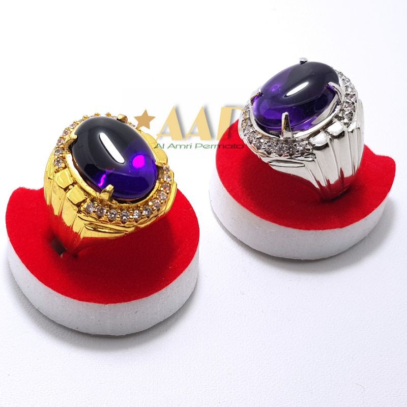 Cincin kecubung amethyst tanjung bintang original top luster / kecubung tanjung bintang