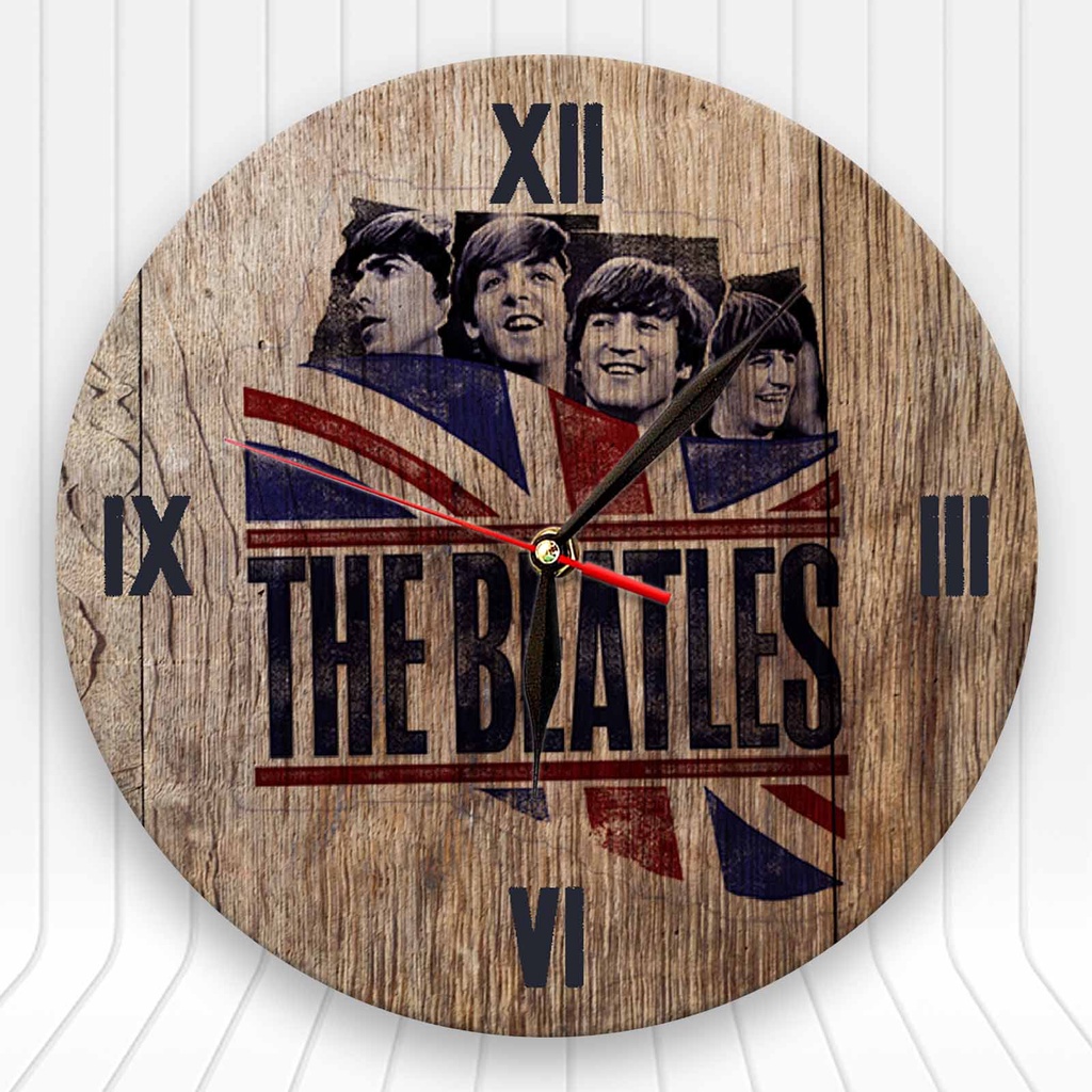 JAM DINDING KAYU UNIK BAND THE BEATLES - DEKORASI RUANGAN KAMAR - HADIAH ULANG TAHUN - BTLS S1-01BTLS-03