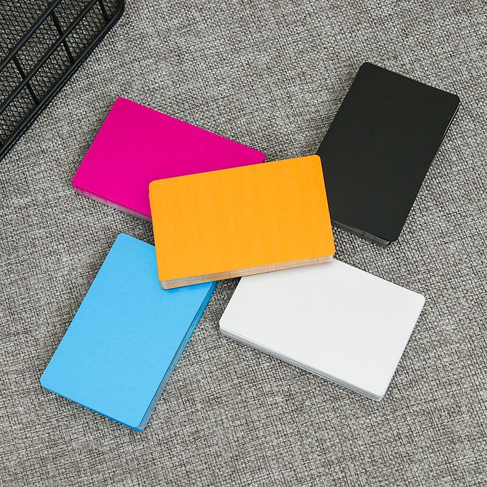 R-flower 50pcs/Set Kartu Nama Perlengkapan Kantor Kartu Nama Aluminium Grafir Laser