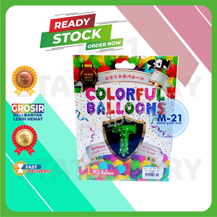 

BALON HURUF T WARNA HIJAU MOTIF BINTANG