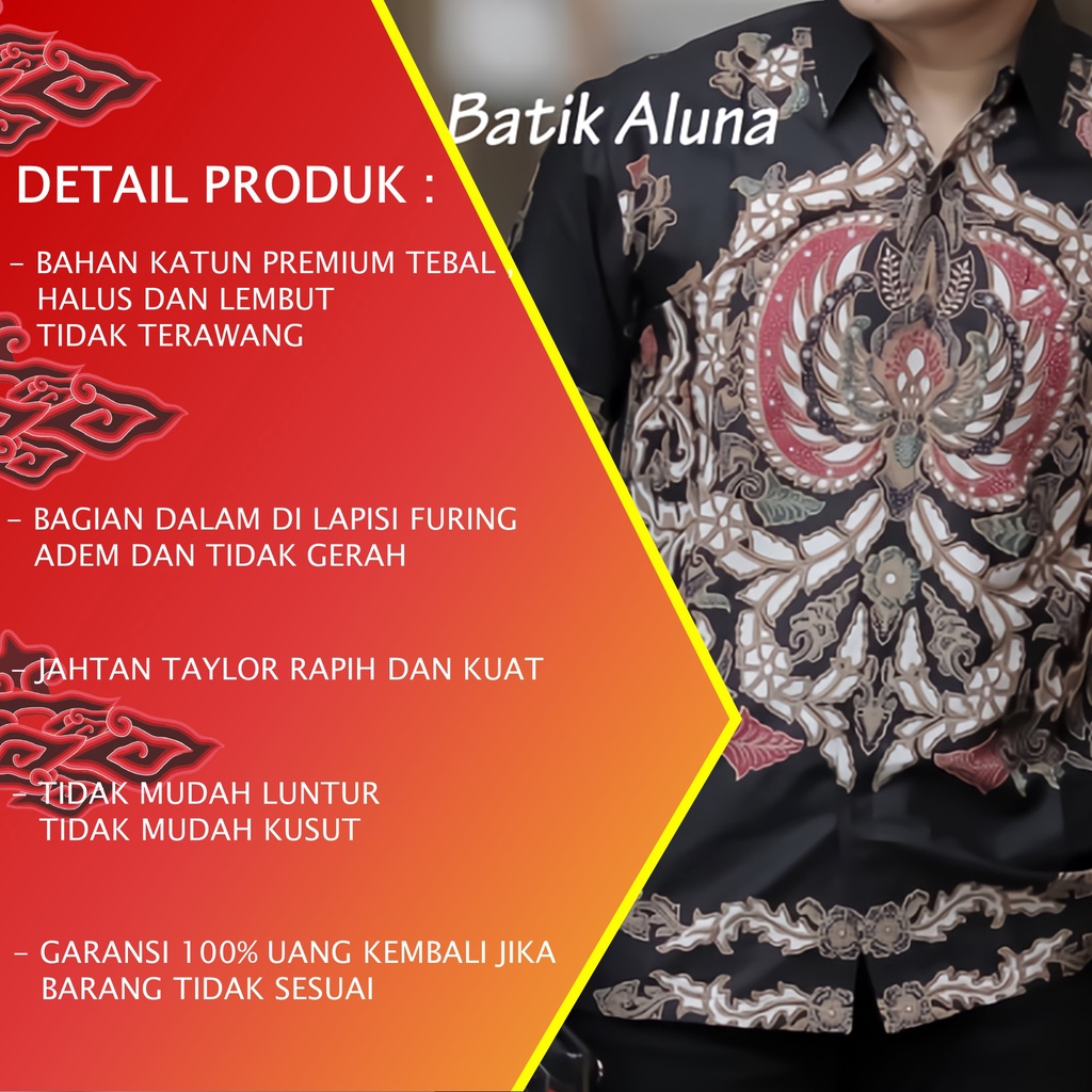 KEMEJA BATIK PRIA LENGAN PANJANG PREMIUM REGULAR MODERN BATIK ALUNA PCW 007