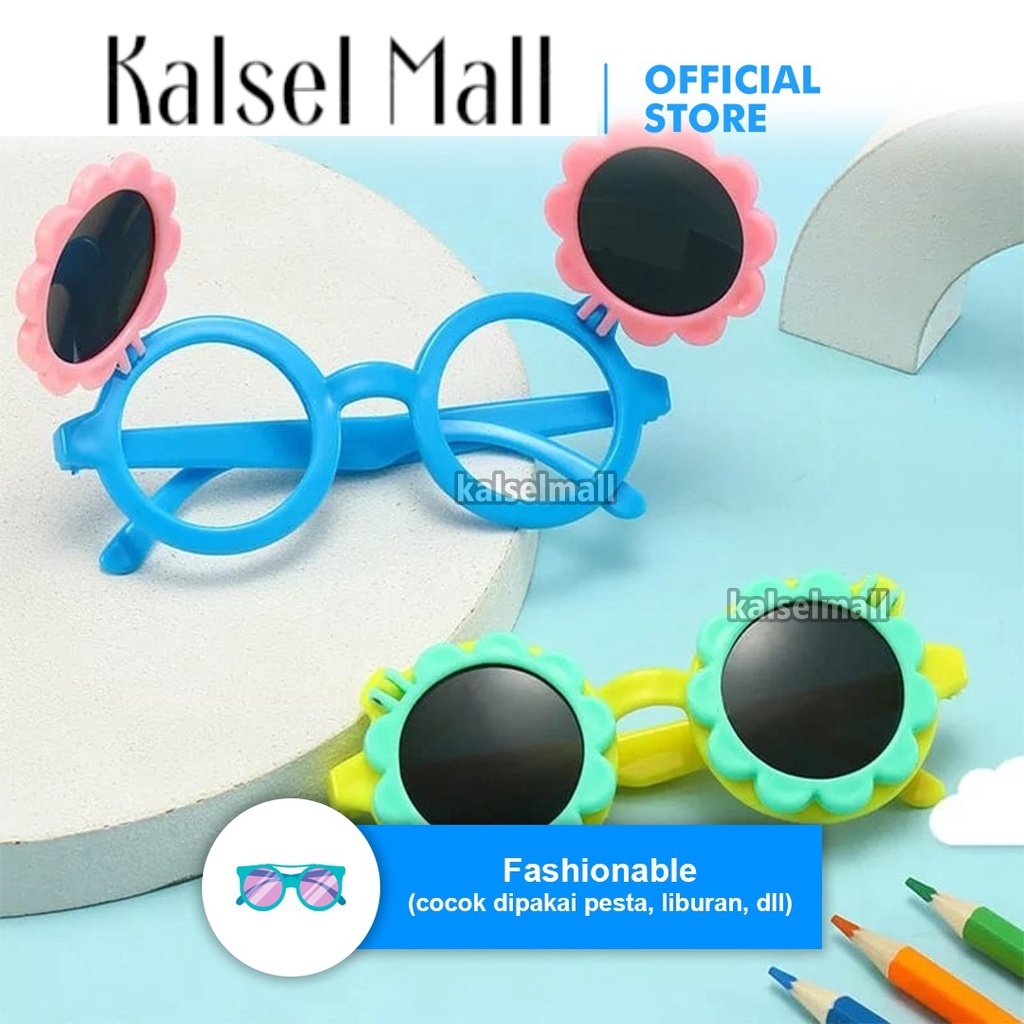 Kaca Mata Anak Hitam Perempuan Laki Laki New Trend Fashion Kacamata Anak Cowo Cewe atau Bayi Balita Terbaru Bunga Matahari Kacamata Pantai Sunglases Anti Radiasi High Quality Import KCA7