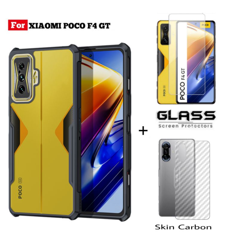 promo soft case xiaomi poco f4 gt 5g  2022  paket 3in1 case shockproof free tempered glass layar ben
