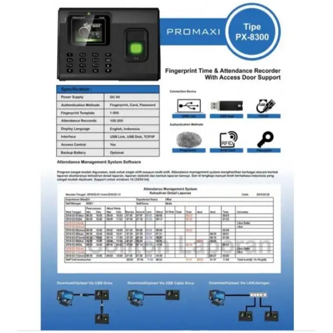 Fingerprint - Mesin Absen Absensi Sidik Jari PX8300 PROMAXI