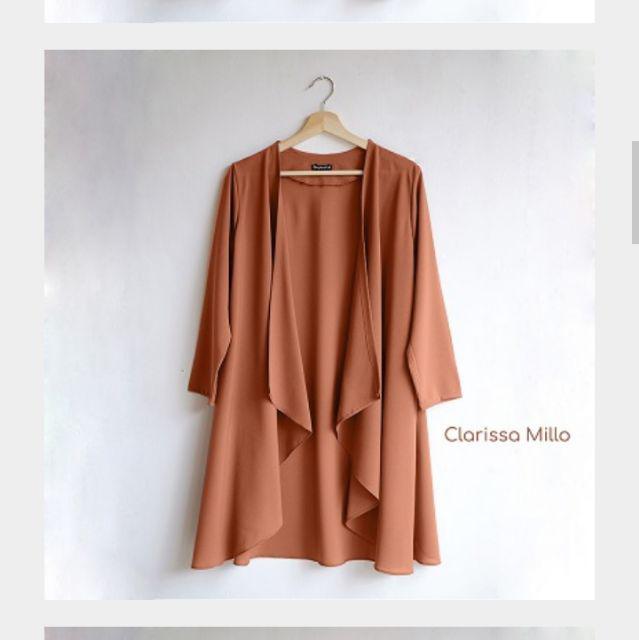 CLARISSA OUTER LONG CARDIGAN ORI BY TERIPTA ALL SIZE M,L,XL,JUMBO-MOCCA