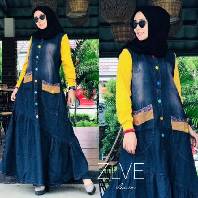 NEW ARRIVAL GAMIS RENDA JEANS APLIKASI TANGAN KAOS