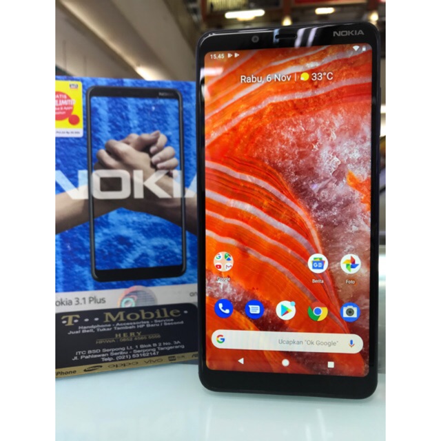 NOKIA 3.1 PLUS RAM 3GB 32GB ROM, TA-1104, BALTIC, NFC, SECOND MULUS, FULLSET ORIGINAL, GARANSI RESMI
