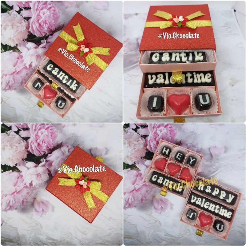 

Vio.Chocolate, Coklat Valentine, Coklat Custom, hardbox 2susun isi 18pcs
