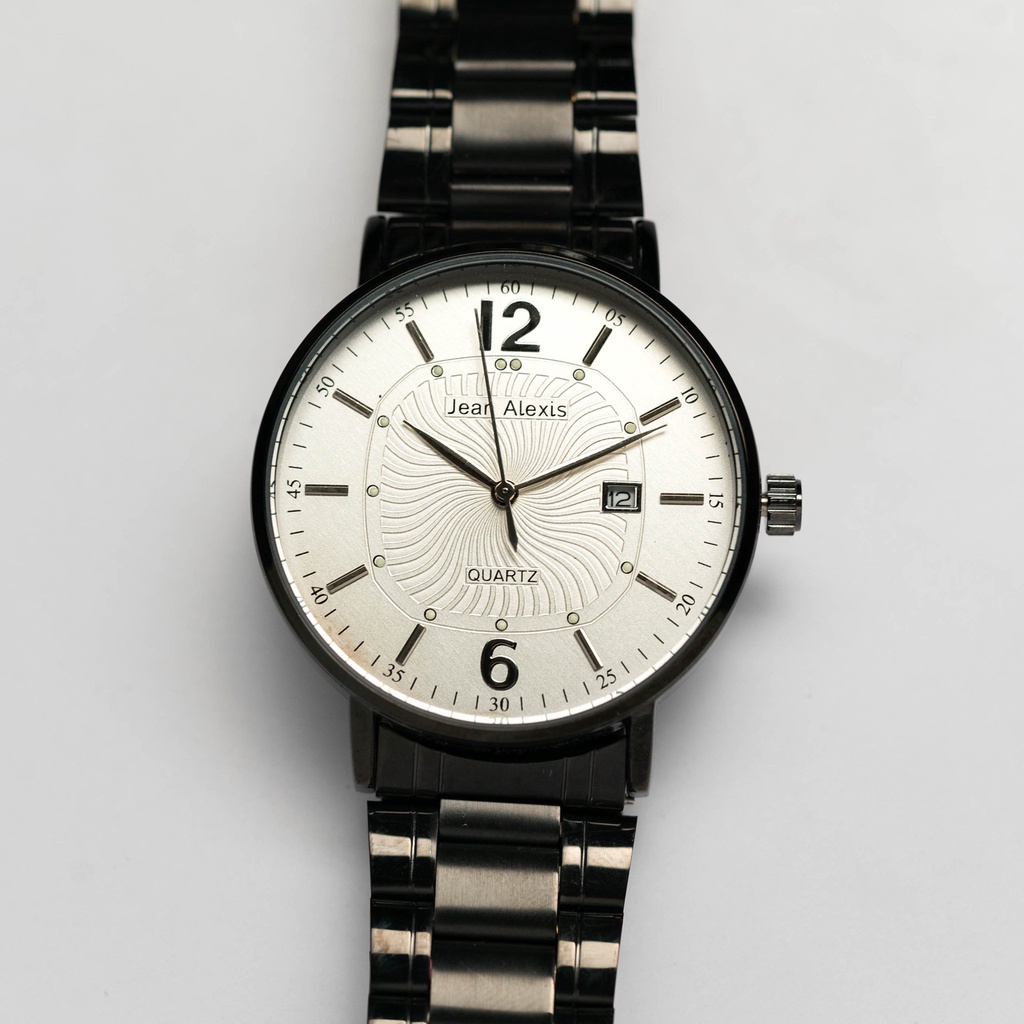 Jam Tangan Rantai Pria Cowok Anti Air Jean Alexis KLETOS GHT JA116 - Prestige Edition - White Dial (