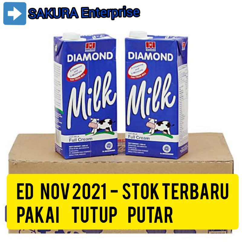 

susu UHT milk Diamond Fullcream 1L full cream 1 liter karton TUTUP PUTAR