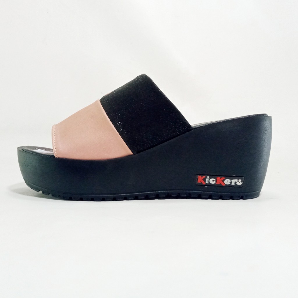 Kickers KS.02 Sandal Wanita Selop Wedges Hak 7cm Size 37-40