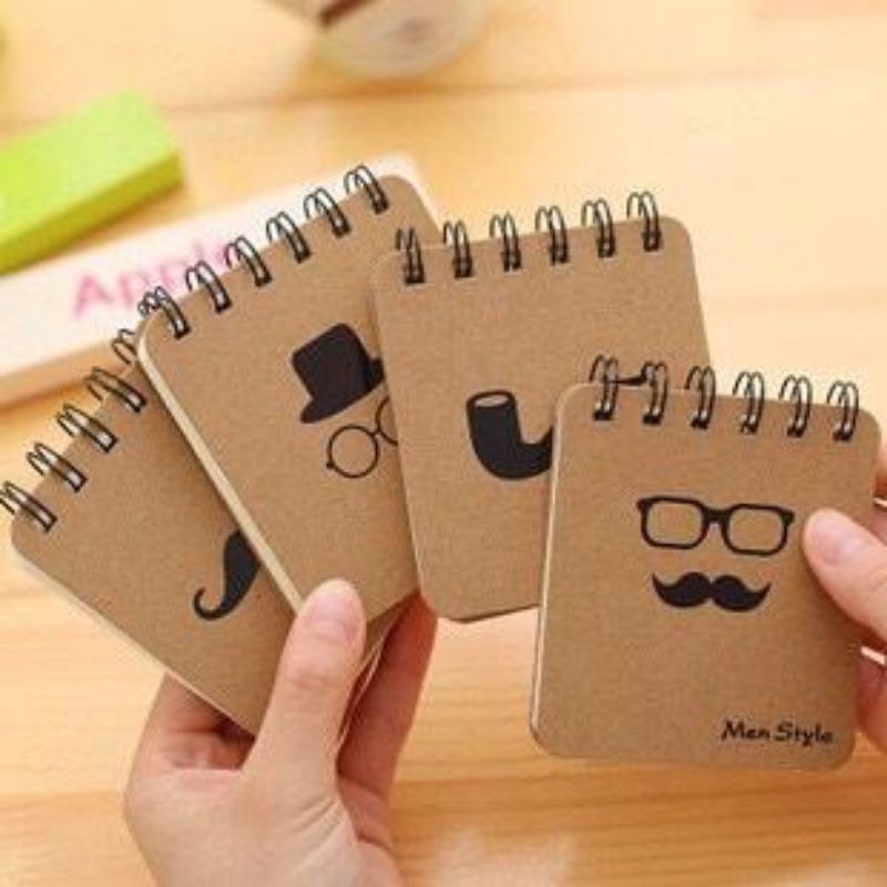 Note Book Buku Tulis Catatan Kecil Polos Topi-Kumis-Emo 70Lbr