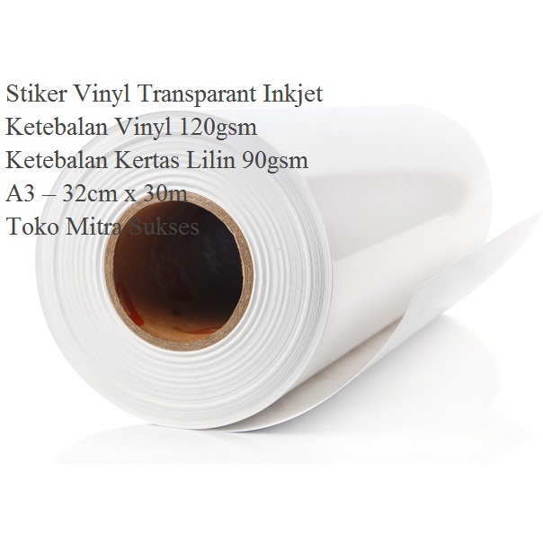 

Stiker Vinyl Transparant Inkjet A3+ Roll 32cm x 30m Baru