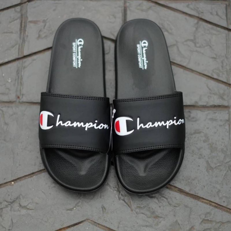 Sandal Slide Champion Pria Wanita | Sandal Slop Cowo Cewe | Sendal Slop | Sendal (Plus PAPERBAG)