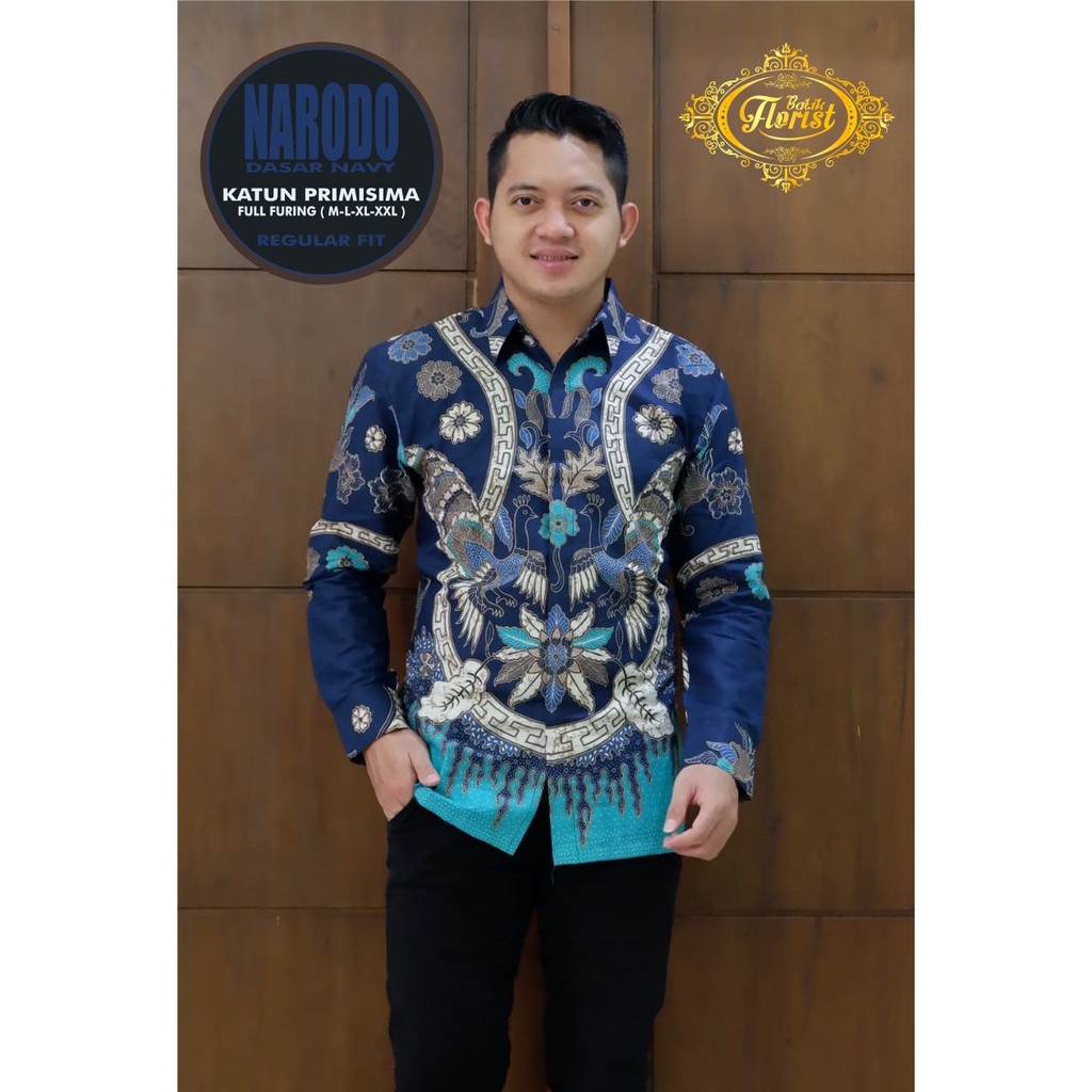 NARODO kemeja batik pria lengan panjang terbaru ORIGINAL BY FLORIST