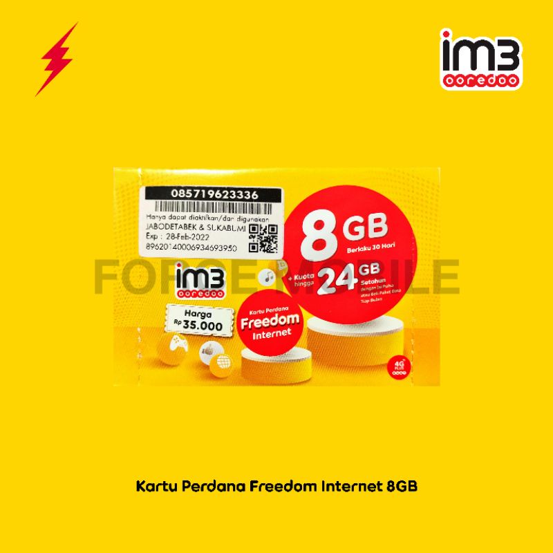 Kartu Perdana Indosat Freedom Internet 8GB