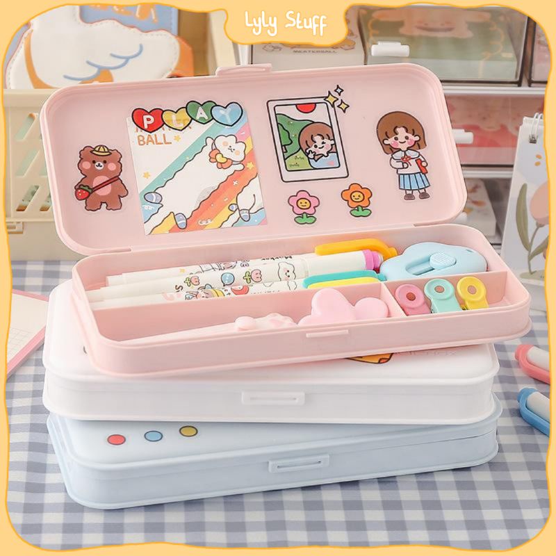

Kotak Pensil Minimalis Gaya Korea Pencil Case Aestetic | Free Sticker