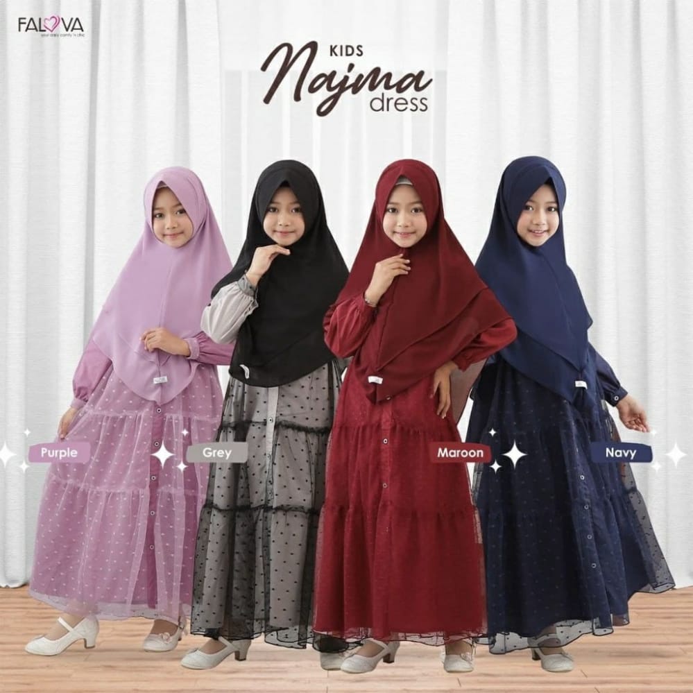 Baju Gamis Anak  / Najma Dres Kids / Gamis set hijab / Gamis Anak Perempuan / Gamis polos anak / gam