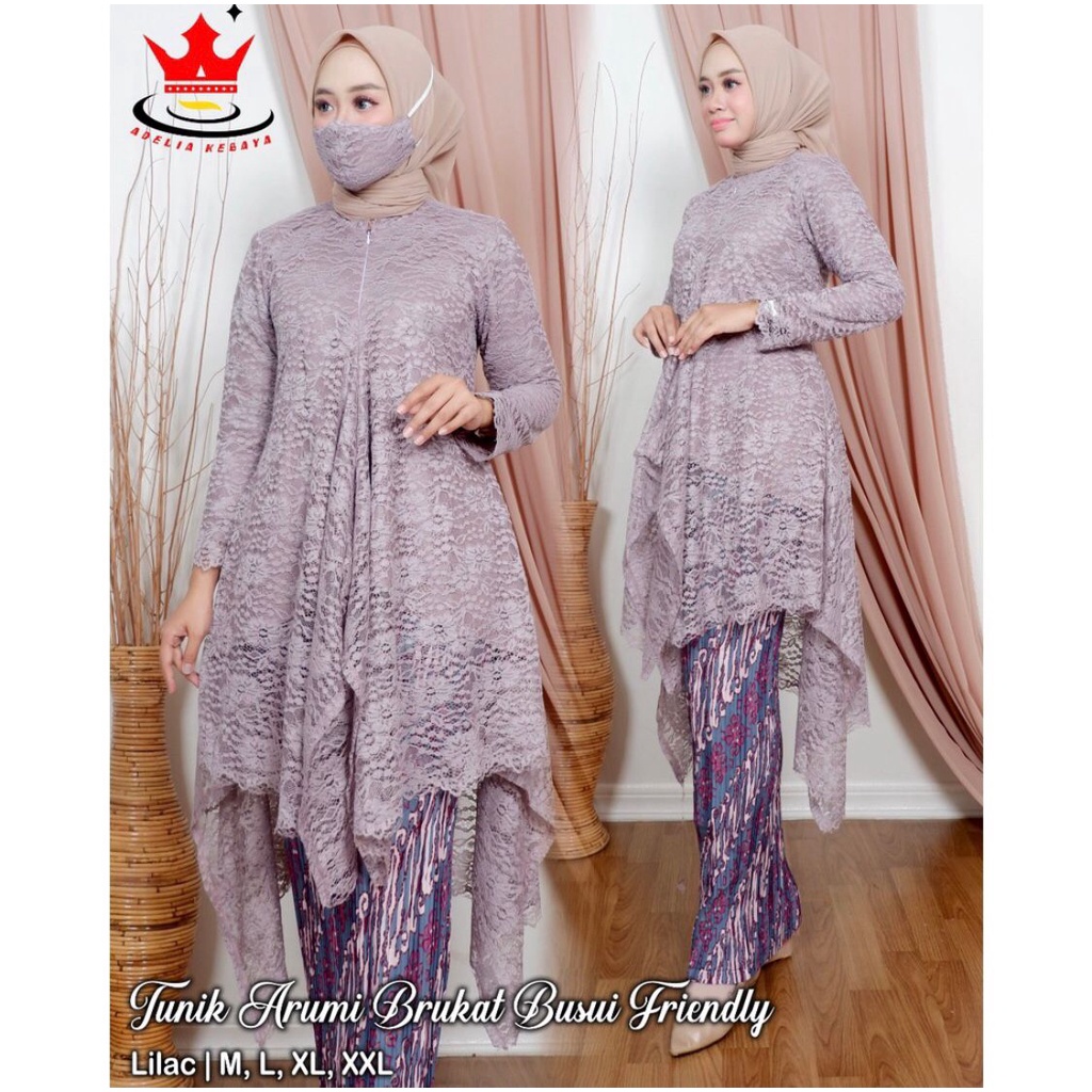 Setelan Kebaya Tunik Tulle Brukat Wanita Modern Outfit Gaun Kondangan Busui Friendly By Laquse_kebaya2