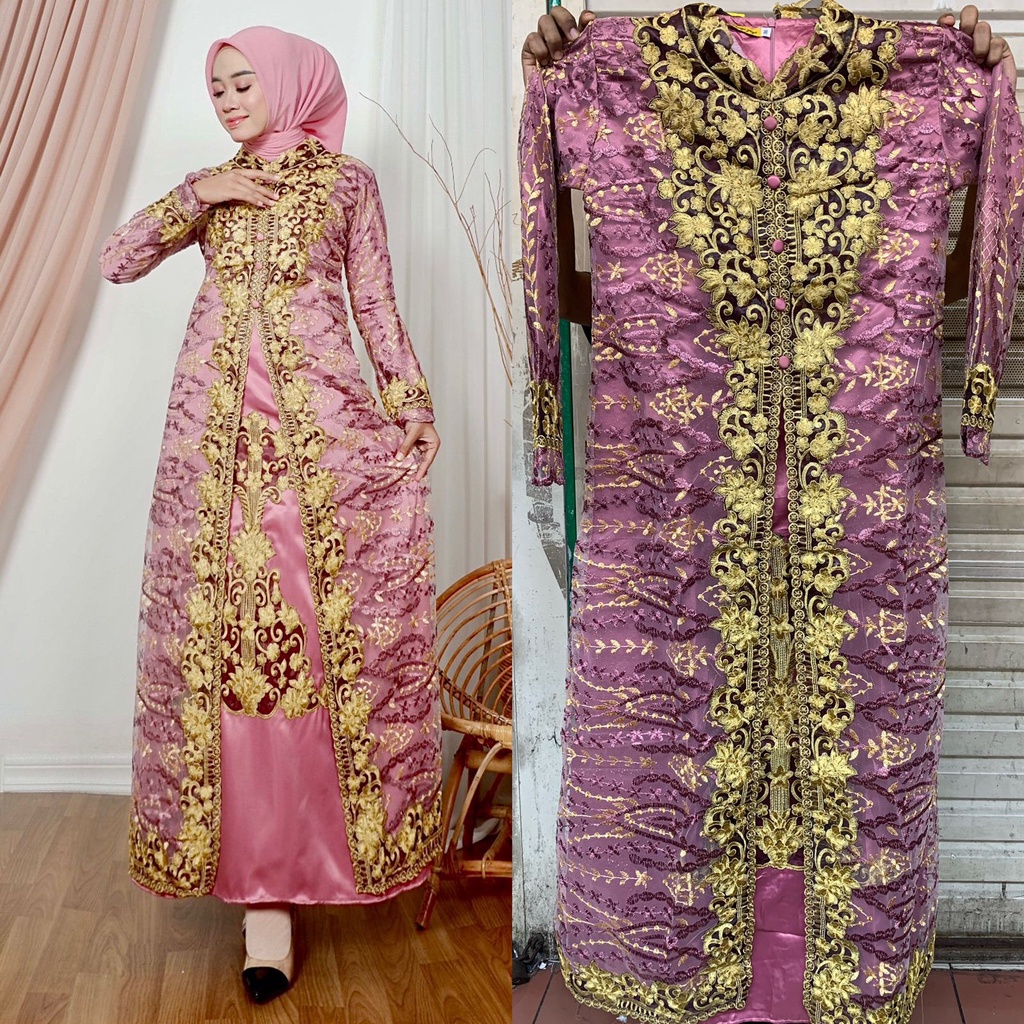 Gamis Marwah Bordir Brand Pelangi Jaya Premium || Gamis Kombinasi 2 Warna || Gamis Wisuda Remaja Modern || Seragam Pesta Mewah || Gamis Tille Terbaru 2022 || [COD] Bayar di Tempat