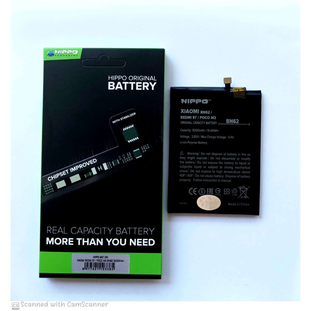 Baterai BATRE  Hippo Xiaomi Redmi 9 BN54 / 9A  9C BN56 / 9T BN62 5000 mAh Garansi Resmi 1 TAHUN