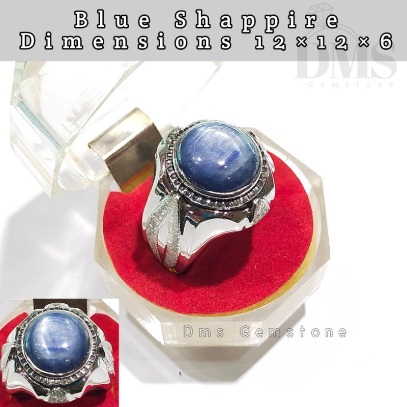 batu blue safir star asli natural cincin batu akik