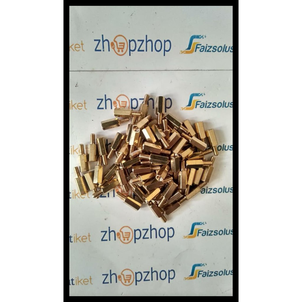 100% TERJAMIN SPACER PCB 10MM M3X10MM KAKI TIANG PCB TEMBAGA + BAUT MUR 100%TERLARIS