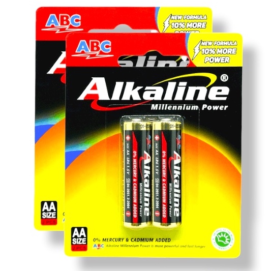 Baterai Battery ABC AA (A2) Alkaline isi 2 Ukuran Sedang LR6 Millennium Power Batu batre Remote Radio Camera - Satu Set- SHSNP