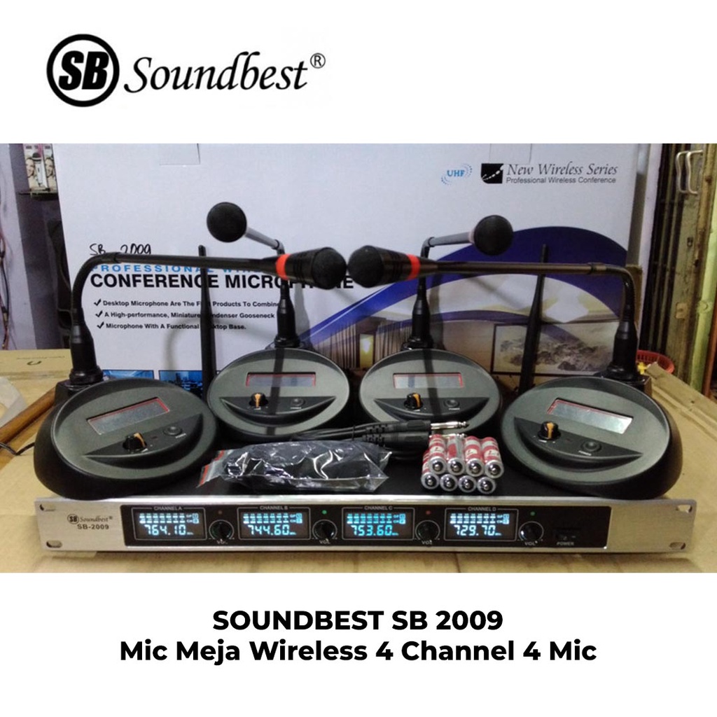 Mic Wireless Conference Podium Soundbest SB-2009 SB2009 (4 mic meja) Original