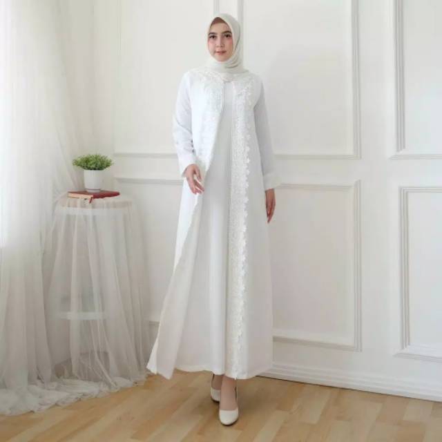 GAMIS CANTIK LAYER RENDA SIZE M L XL REALPICT GAMIS IBU PUTIH HAJI UMROH LEBARAN BAJU TERBARU