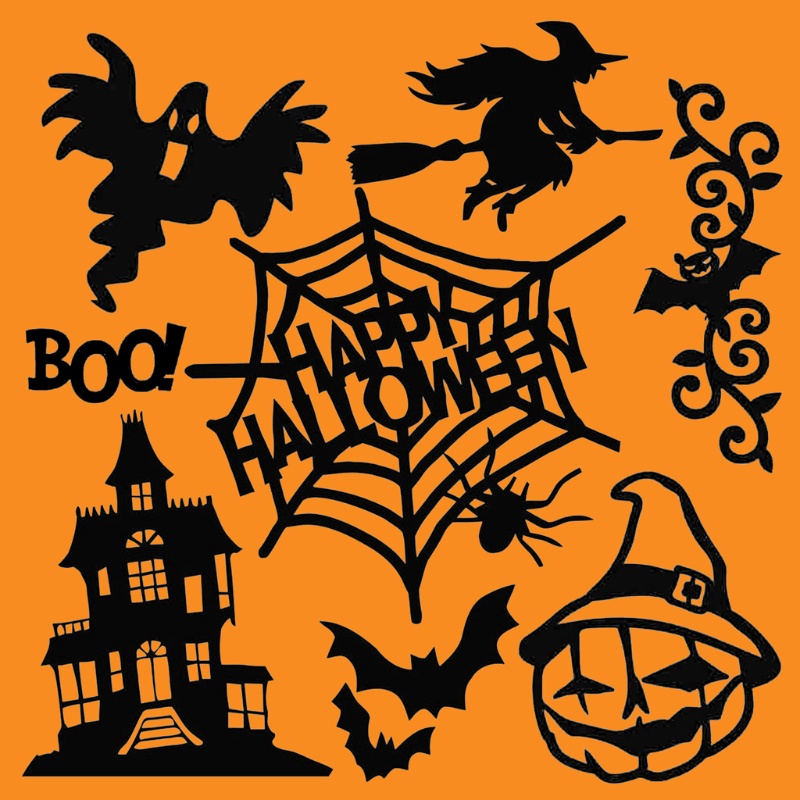 Cetakan Stensil Cutting Dies Motif Halloween Bahan Metal Untuk Scrapbook / Craft DIY / Embossing