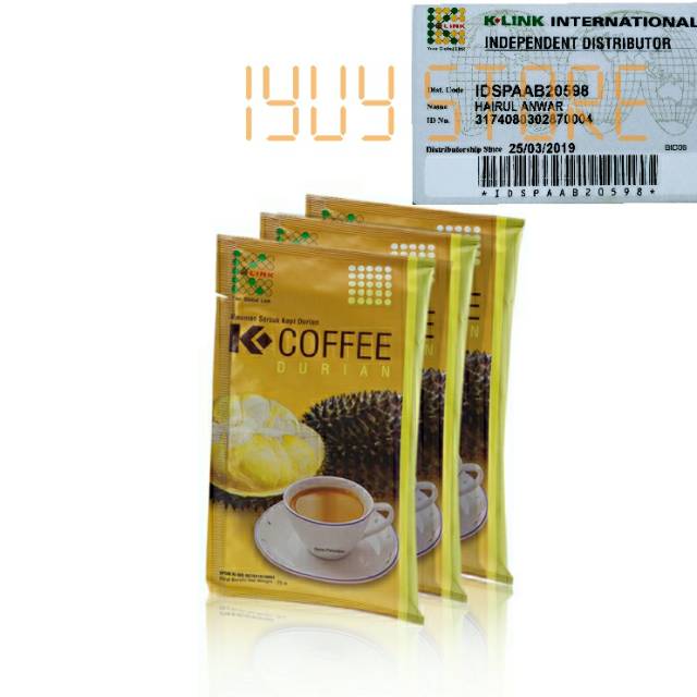 

K-Coffee Durian - Kopi Duren K-Link isi 10 kotak dus, mencegah depresi, meningkatkan mood dan stamina