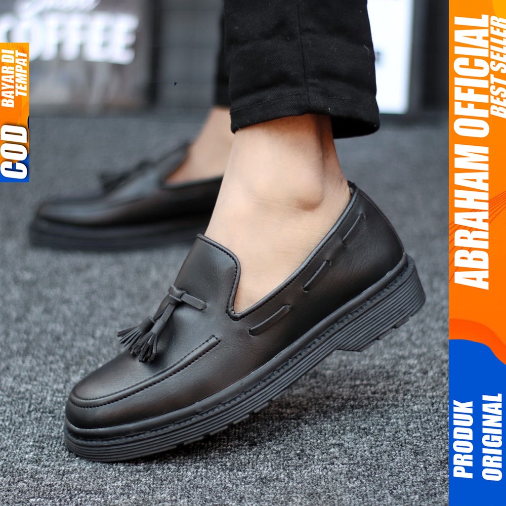 Sepatu Pantofel Kerja Formal Docmart Hitam Pria Abraham Lulja