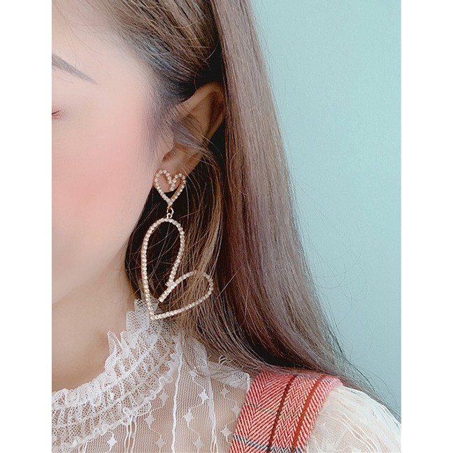 LRC Anting Tusuk Fashion Love Alloy Diamond Earrings D28738