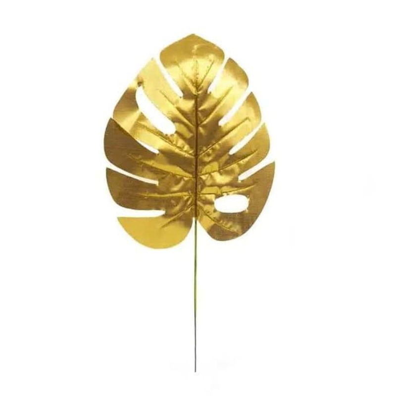 daun plastik hiasan dekorasi daun monstera gold daun arificial / dekorasi wedding dekorasi ultah