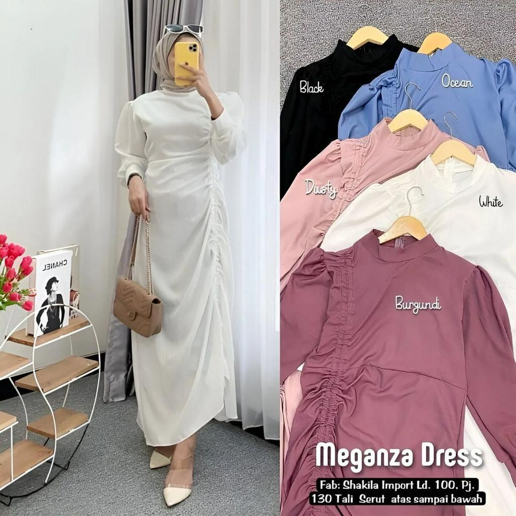 GAMIS SERUT MEGANZA DRESS BAHAN SHAKILA MOTIF POLOS UKURAN M L XL XXL LD 100 - 120 CM PJ 130 CM WARNA HITAM , PUTIH , BURGUNDY , DUSTY , OCEAN DRESS PESTA SERUT SAMPING BAJU KONDAGAN BRIEDESMAID WANITA KEKINIAN FASHION MUSLIM TEBRARU DRESS SERUT REMAJA