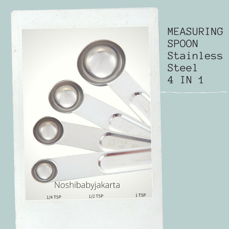 MEASURING SPOON STAINLESS STEEL &amp; GOLD SERIES 4 in 1 / sendok takar 4 in 1