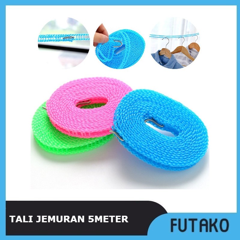 FUTAKO Tali Jemuran 5 Meter / Clothes Line / Tali Gantungan Baju Warna Biru