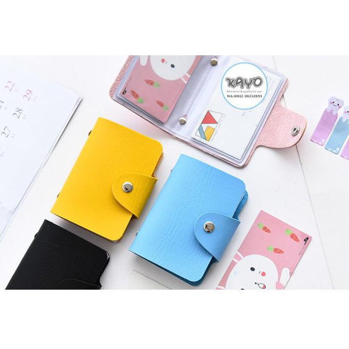 wrn| dompet KARTU Dompet kulit pu Name tag kerja Gantungan Kartu